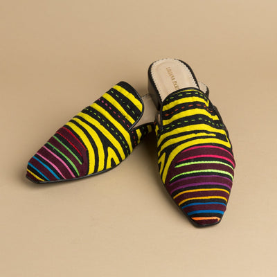 Mola Mules | Black Multicolor