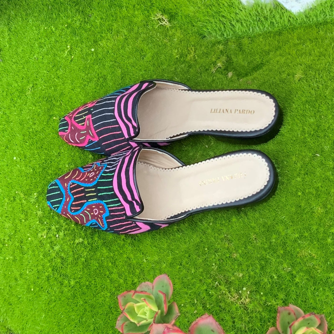 Mola Mules Black Multicolor Size 38 Flat