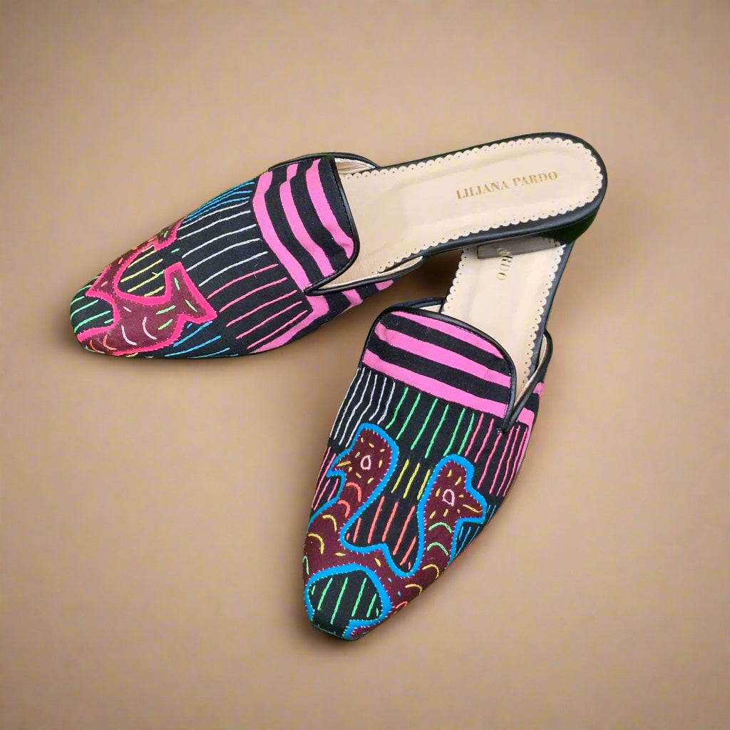 Mola Mules Black Multicolor Size 38 Flat