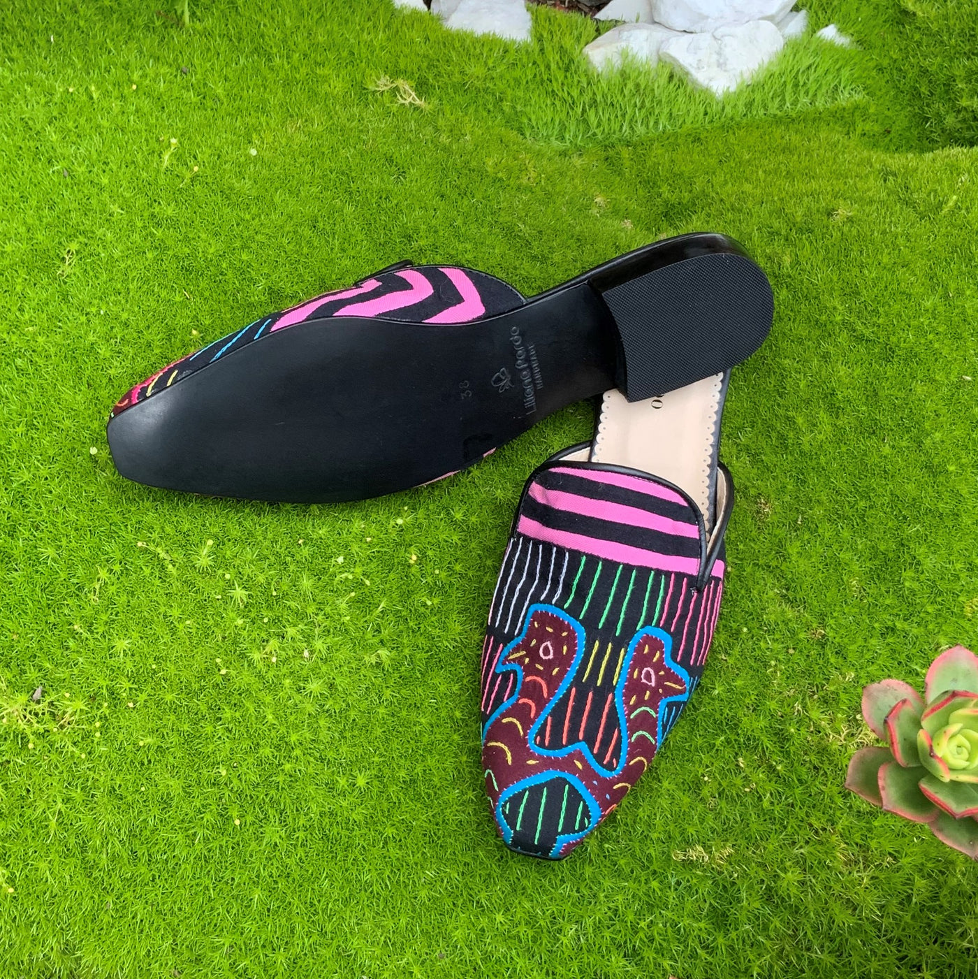 Mola Mules Black Multicolor Size 38 Flat
