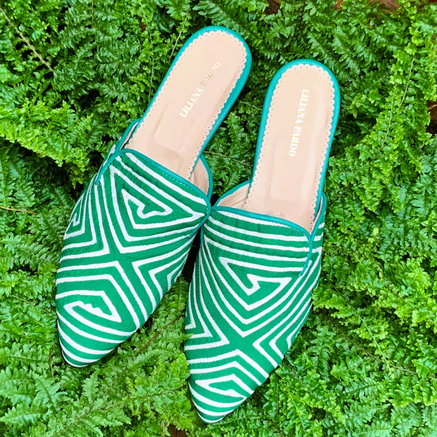 Mola Mules Green White Size 40 Flat