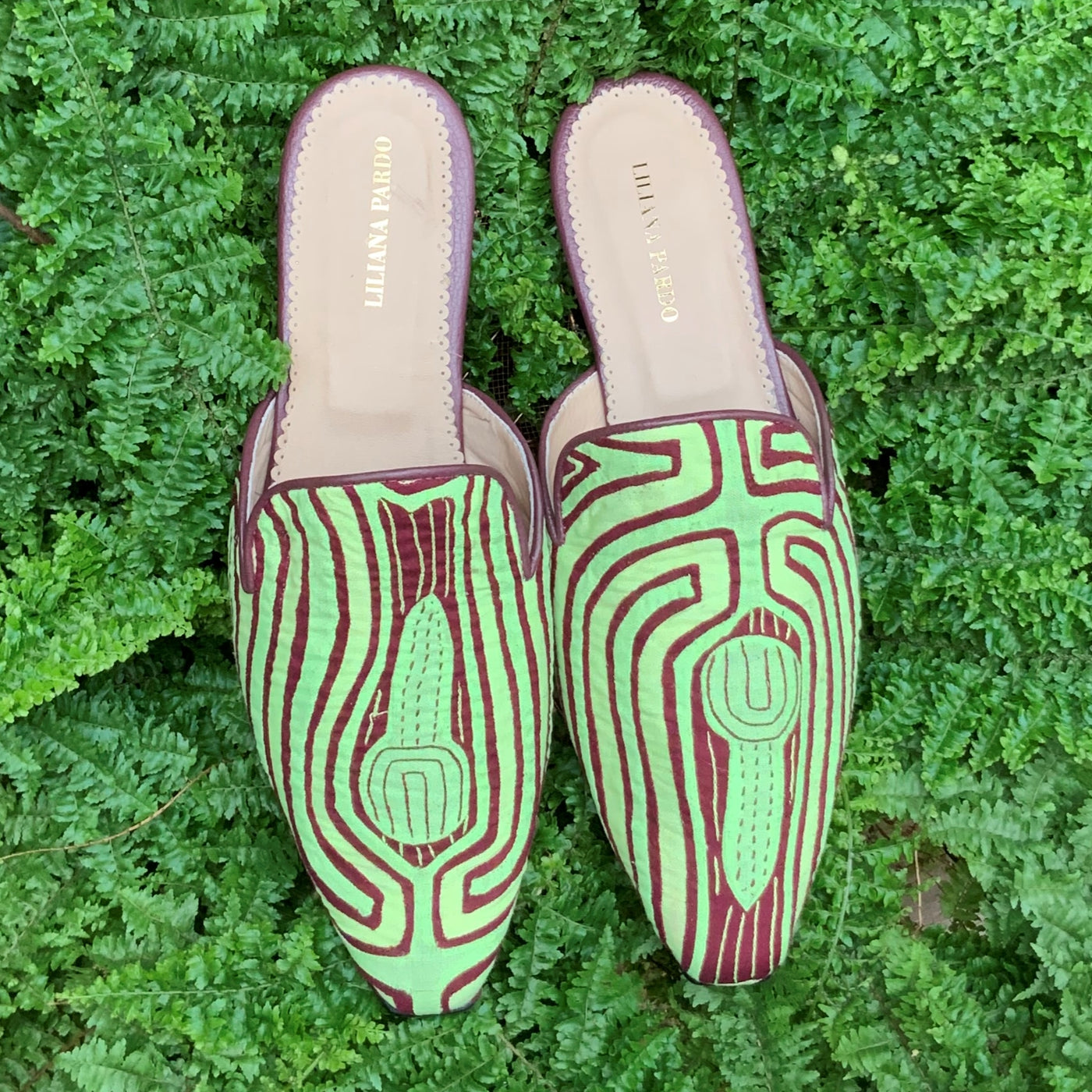 Mola Mules Wine Green Size 39 Flat