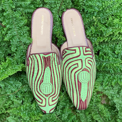 Mola Mules Wine Green Size 39 Flat