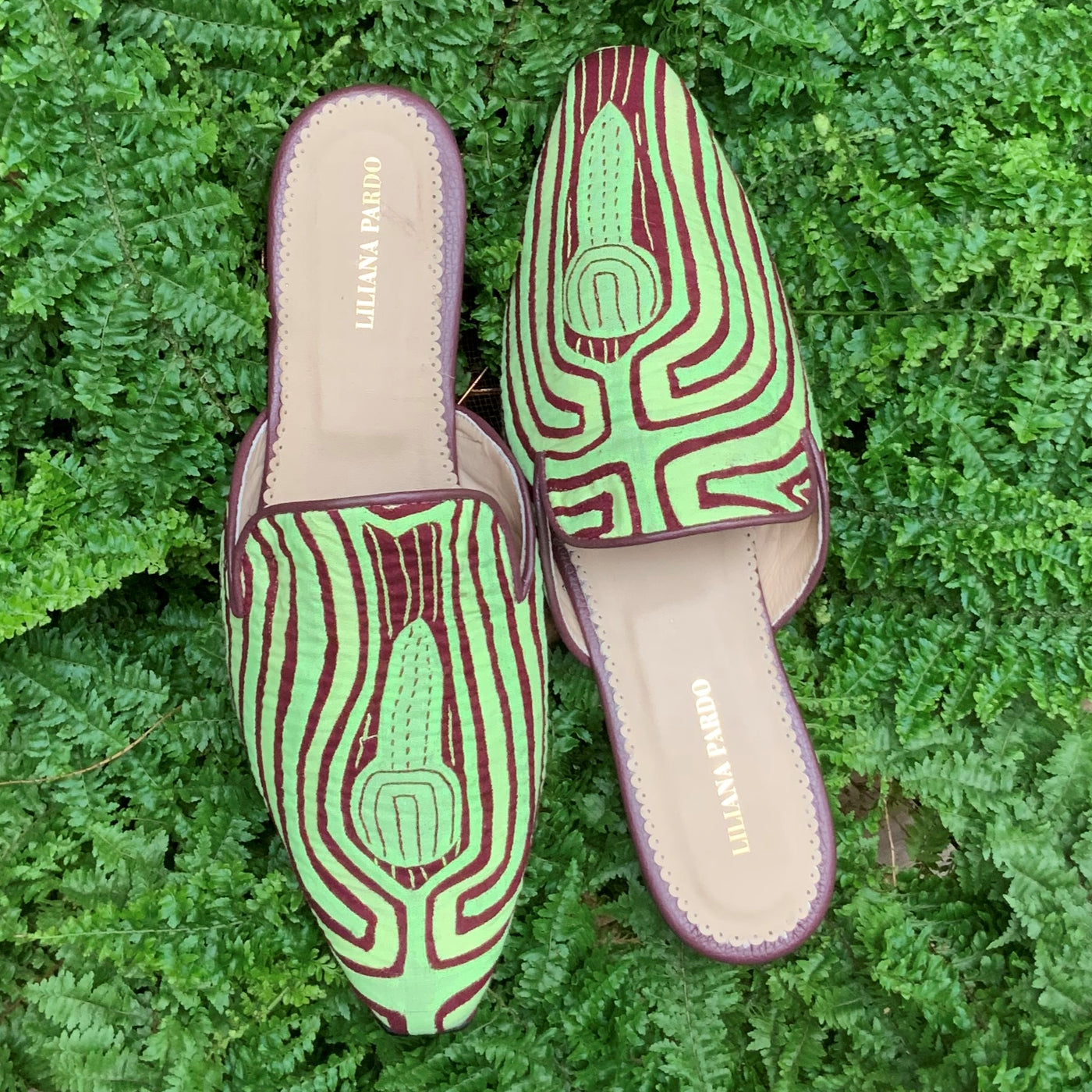 Mola Mules Wine Green Size 39 Flat
