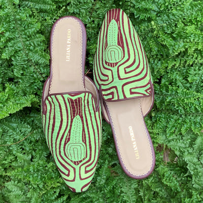 Mola Mules Wine Green Size 39 Flat