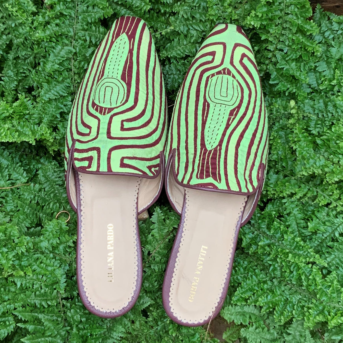 Mola Mules Wine Green Size 39 Flat