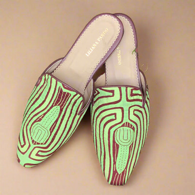 Mola Mules Wine Green Size 39 Flat