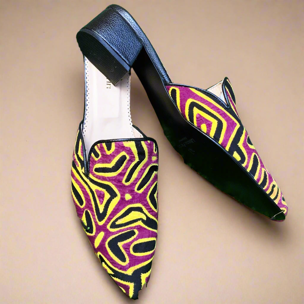 Mola Mule Black Wine Hearts Size 40 Low Heeled