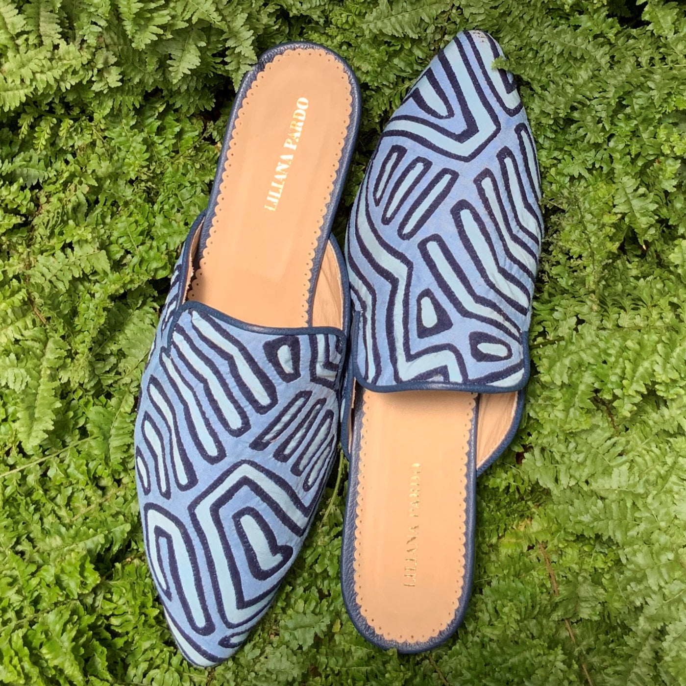 Mola Mules Blue Tones Size 39 Flat