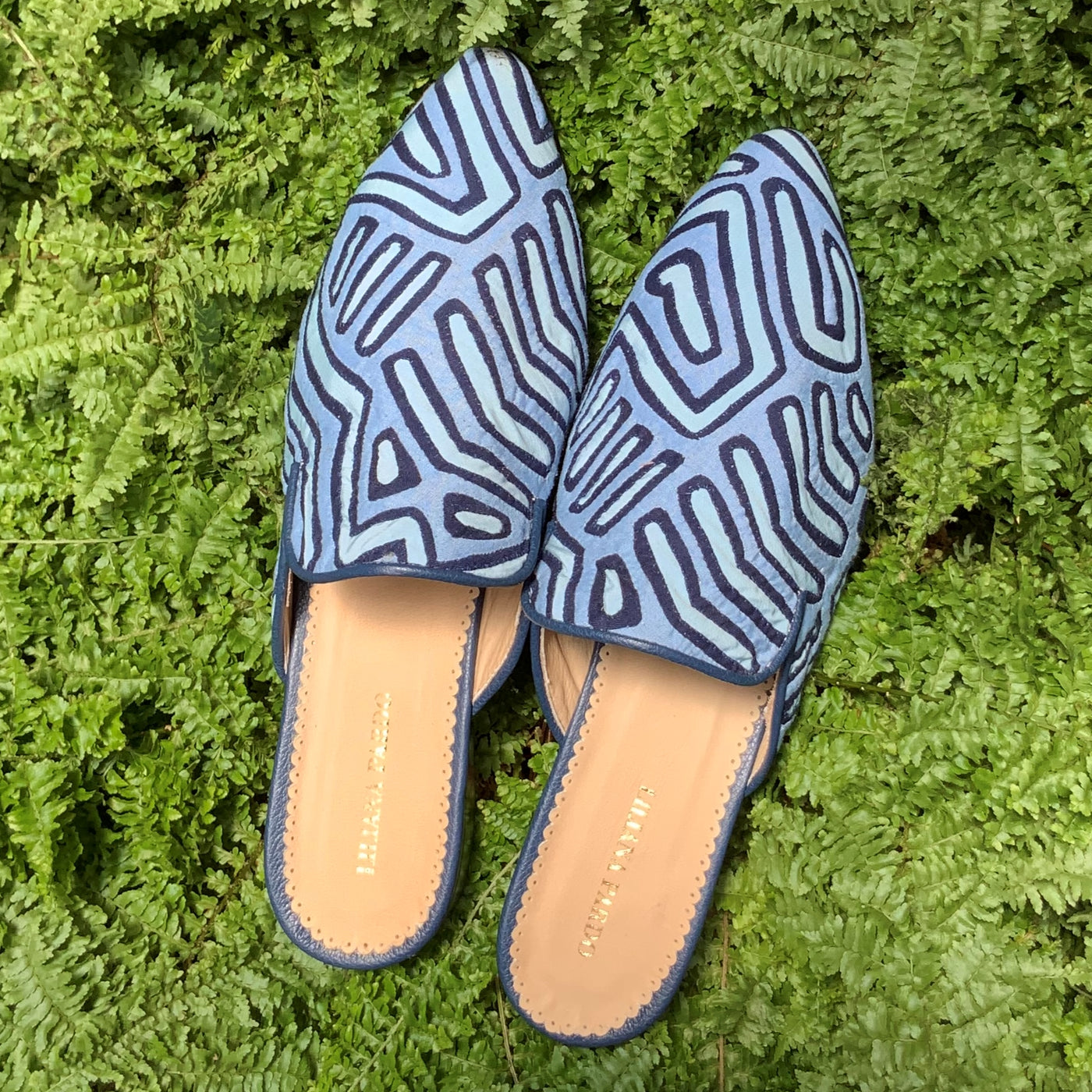 Mola Mules Blue Tones Size 39 Flat