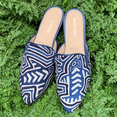 Mola Mules Blue Fish Size 39 Flat