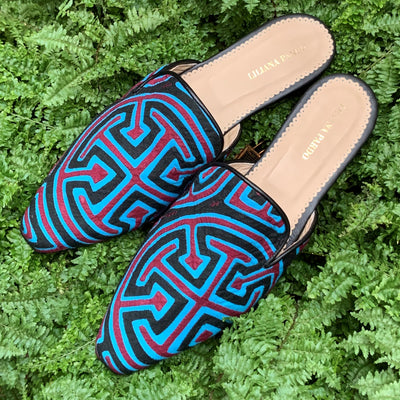 Mola Mules Black Blue & Red Size 39 Flat